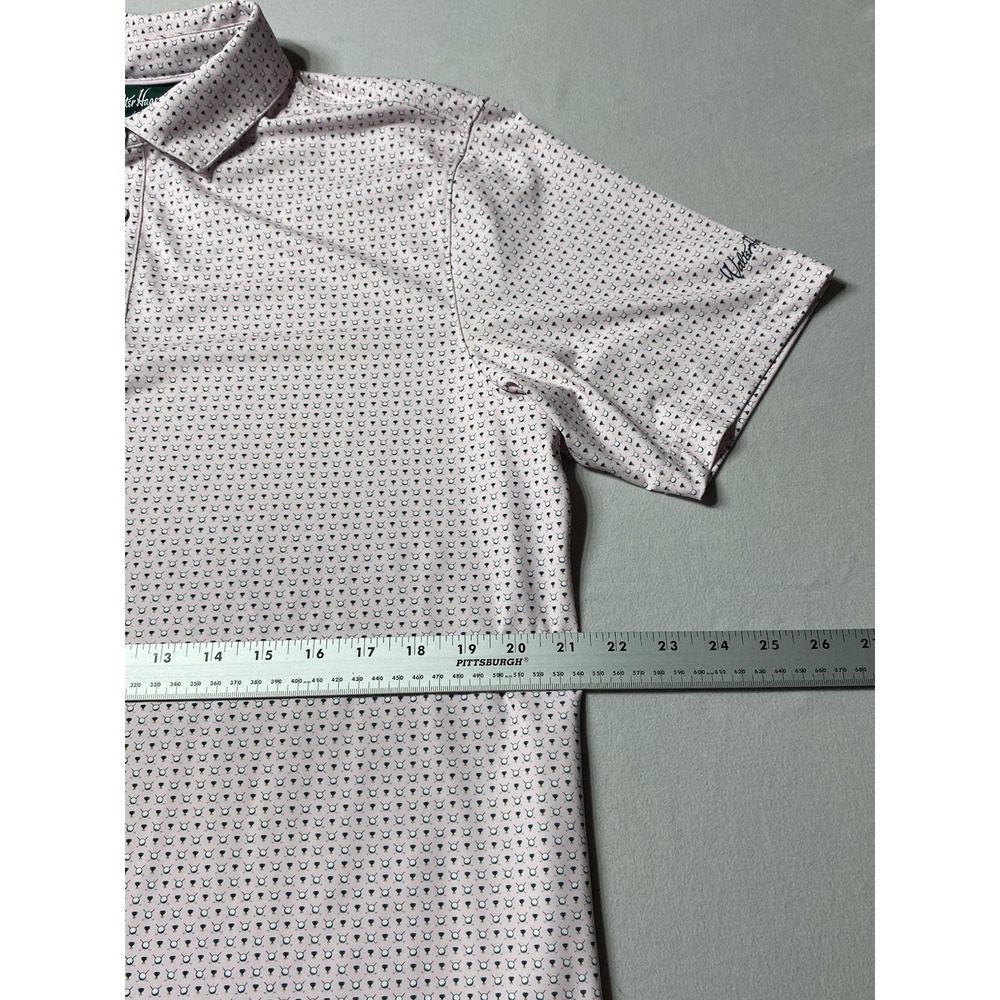 Walter Hagen 11 Golf Polo Shirt Men's Medium Pink Tee Print Stretch Performance - Picture 4 of 11